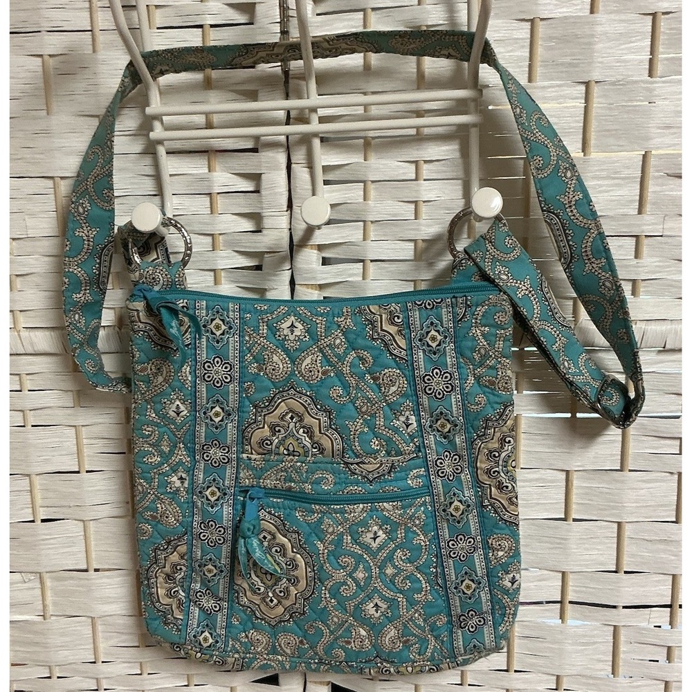 Vera Bradley Totally Turquoise Paisley Quilted Hipster‎ Shoulder Bag 10"x11"